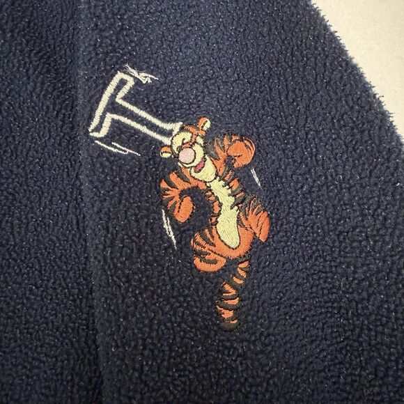 Disney Tigger Pooh Fleece Jacket Navy Blue Women’s L Half Zip Y2K Vintage - Picture 2 of 10